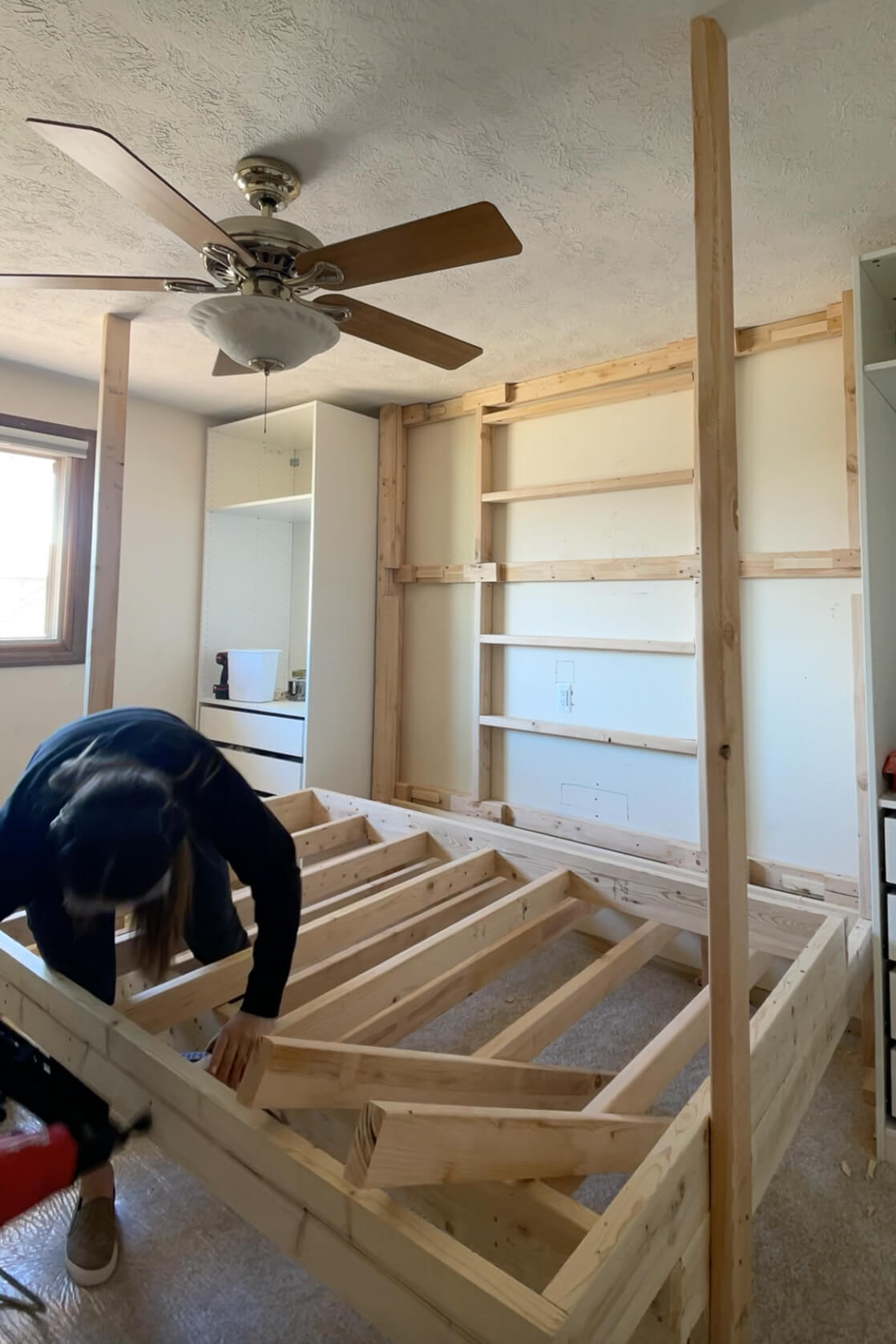 Building the top bunk on my DIY bunk beds.